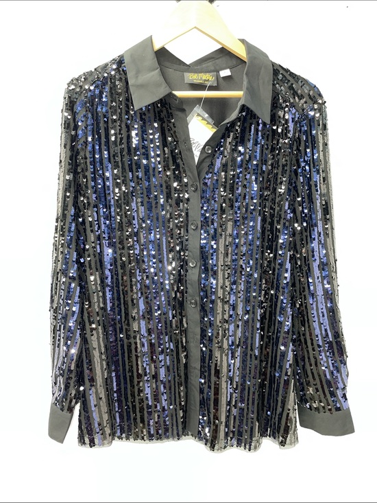 Bob Mackie Tops - BOB MACKIE BLACK & BLUE SEQUINED BLOUSE FTL-08-065
